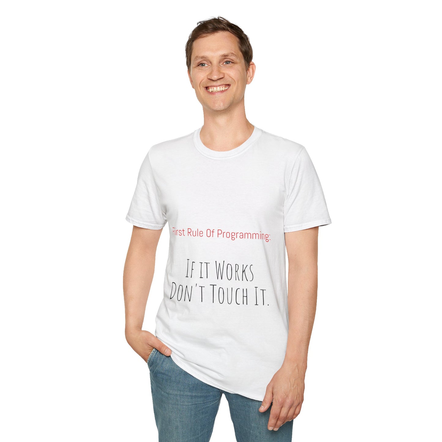 Programming Rule T-Shirt, Funny Coding Tee, Gift for Programmers, Tech Team Humor Shirt, Unisex Softstyle Tee