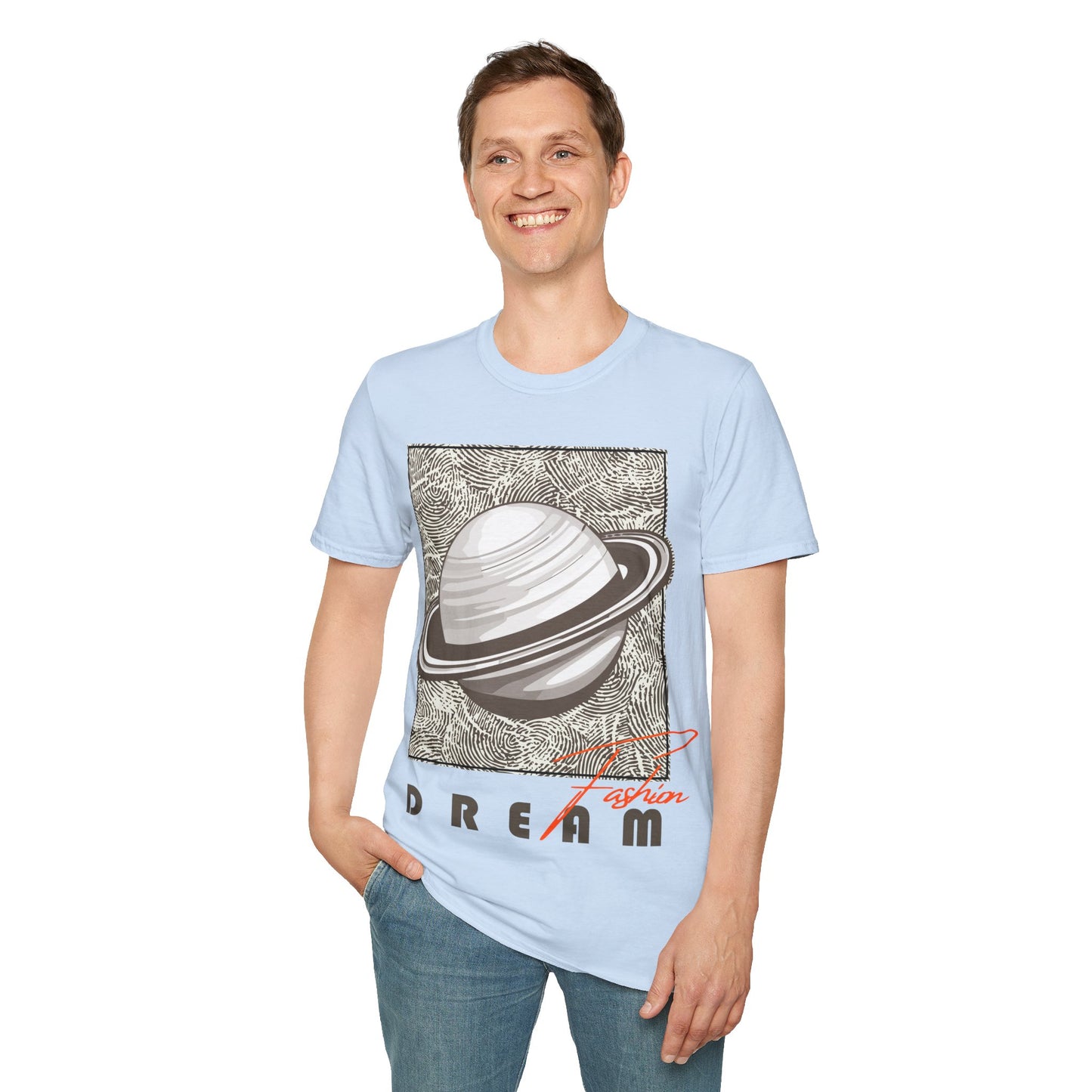 Dreamy Saturn Aesthetic Shirt – Space-Inspired Fashion Tee – Galaxy Text Design – Celestial Style T-shirt – Cosmic Trendy Top