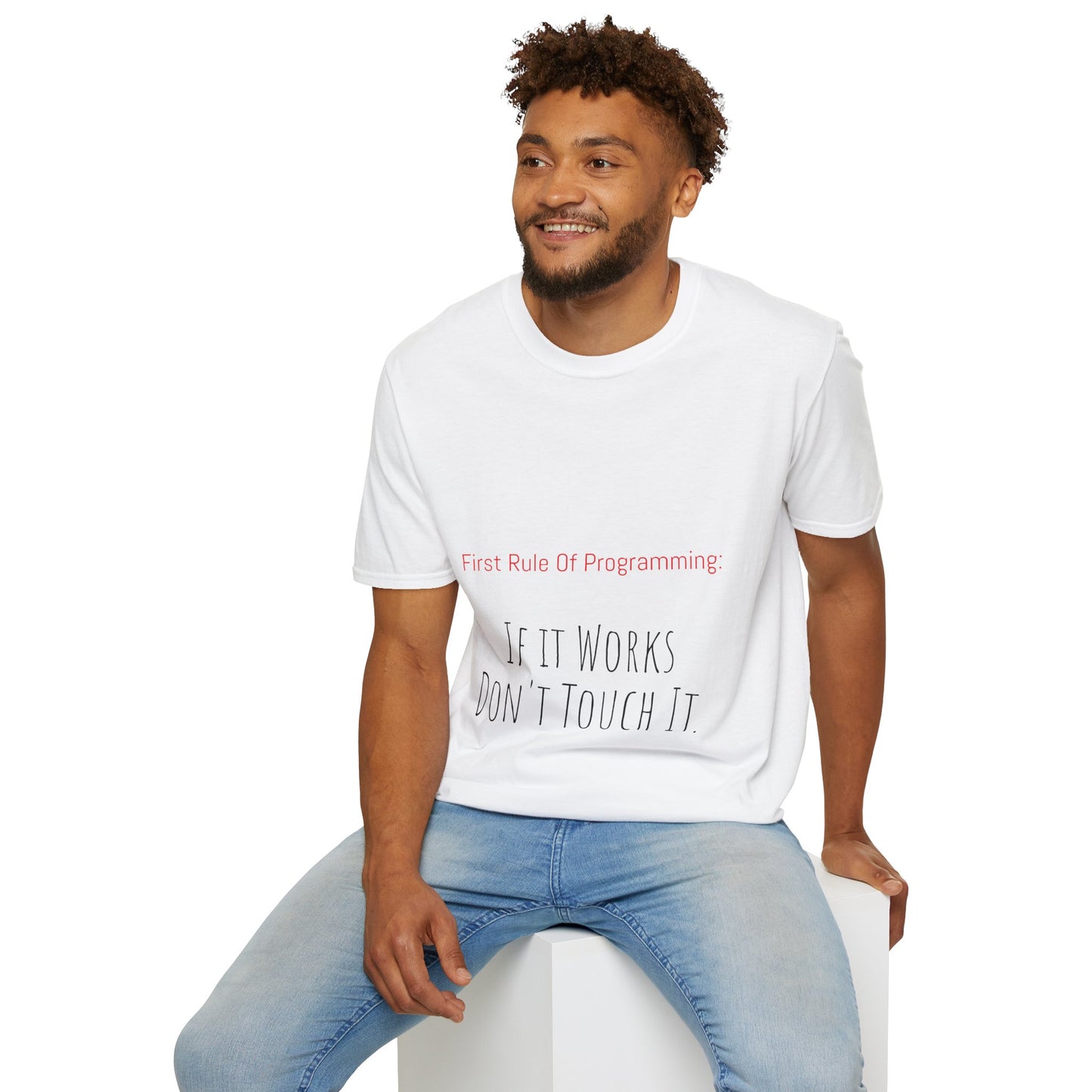 Programming Rule T-Shirt, Funny Coding Tee, Gift for Programmers, Tech Team Humor Shirt, Unisex Softstyle Tee