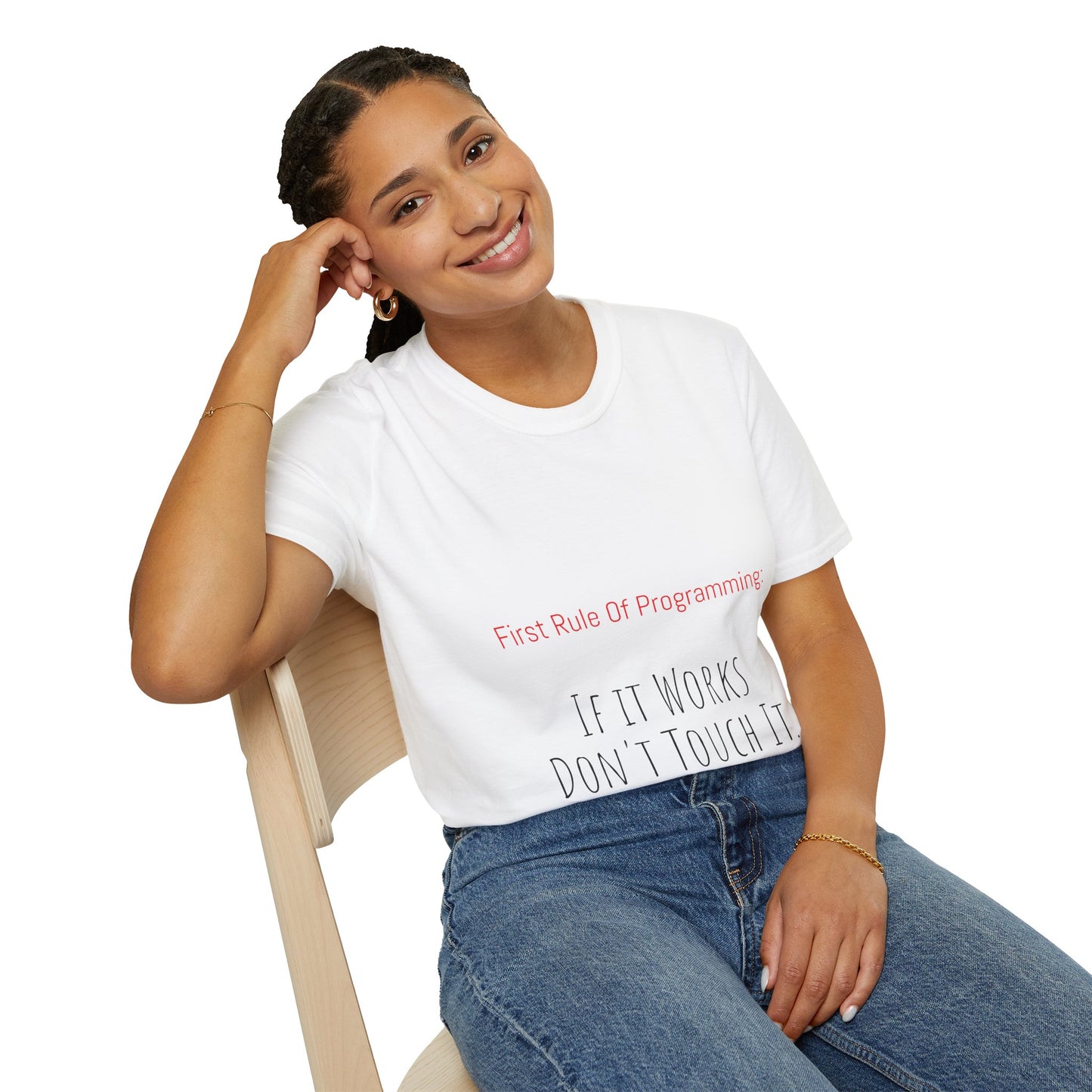 Programming Rule T-Shirt, Funny Coding Tee, Gift for Programmers, Tech Team Humor Shirt, Unisex Softstyle Tee