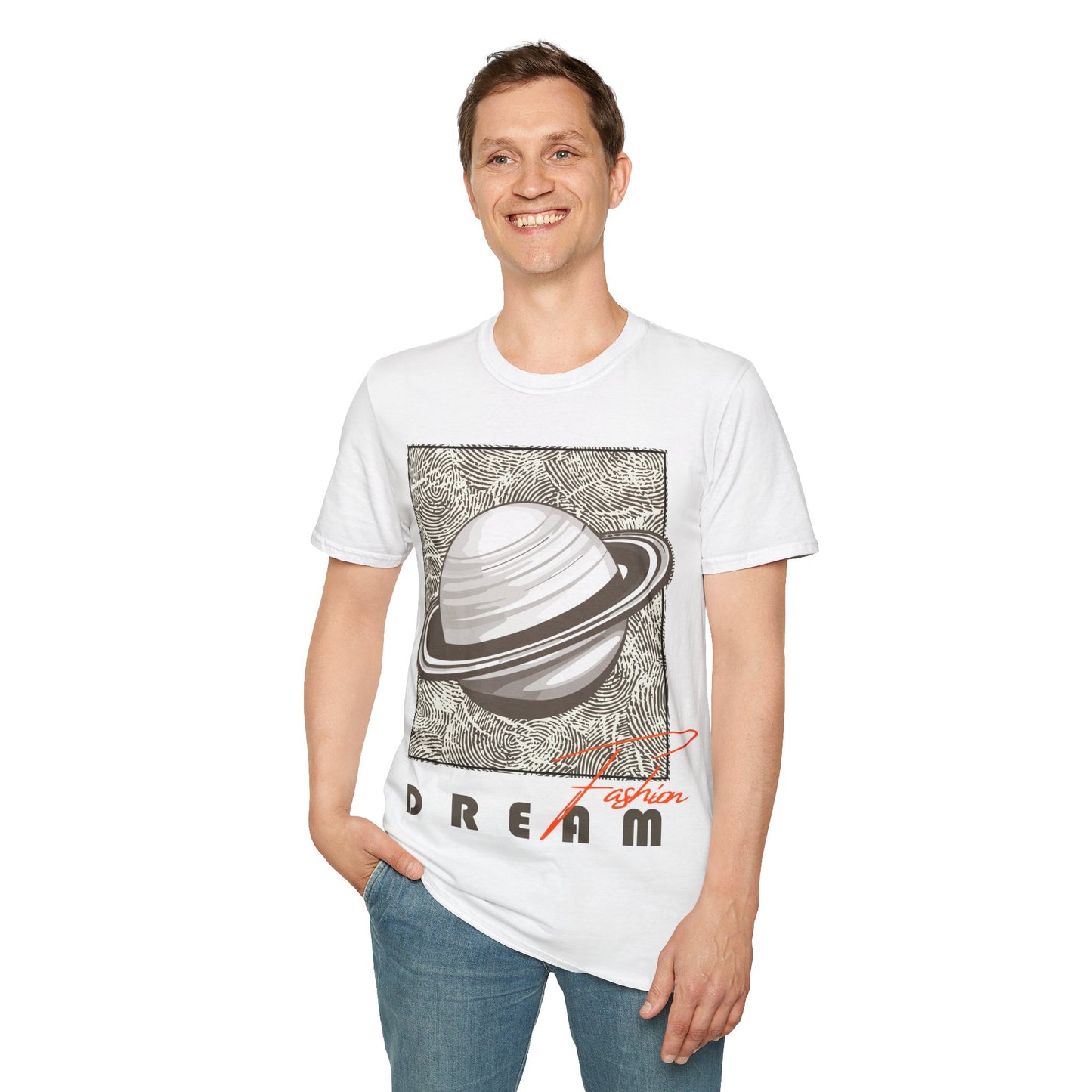 Dreamy Saturn Aesthetic Shirt – Space-Inspired Fashion Tee – Galaxy Text Design – Celestial Style T-shirt – Cosmic Trendy Top