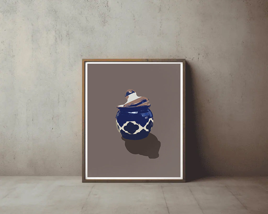 Rustic Salt Pot Digital Art, Kitchen Wall Decor, Country Cooking Print, Minimal Clay Jar Painting, Pantry Printable, Farmhouse Style Art