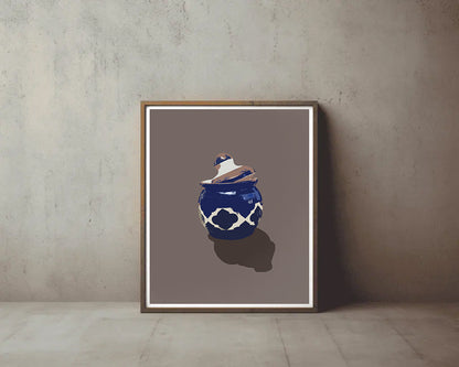 Rustic Salt Pot Digital Art, Kitchen Wall Decor, Country Cooking Print, Minimal Clay Jar Painting, Pantry Printable, Farmhouse Style Art