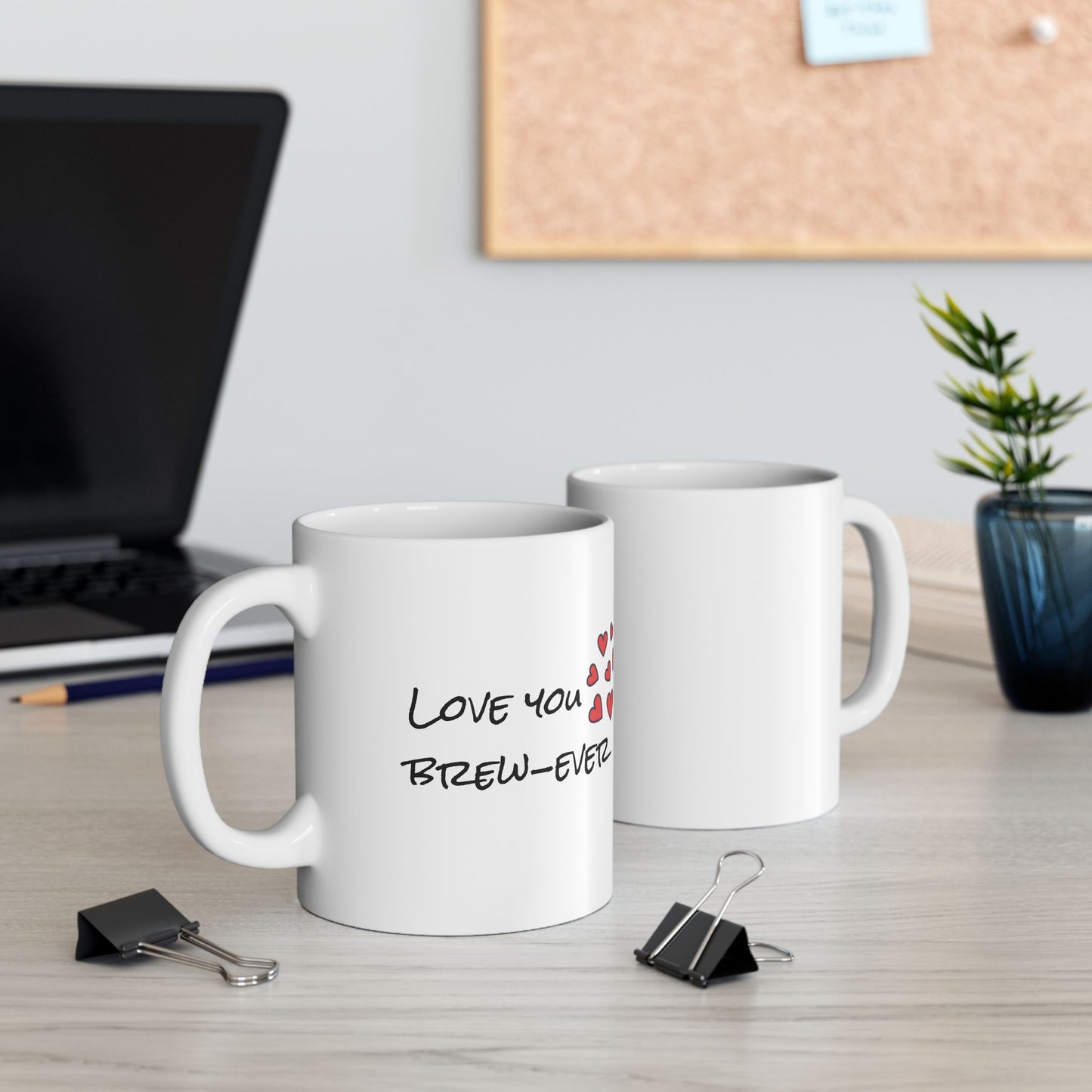 Love You Brew-ever Coffee Mug, Funny Couple Gift, Cute Coffee Lover Mug, Anniversary Gift for Him Her, Punny Ceramic Tea Cup
