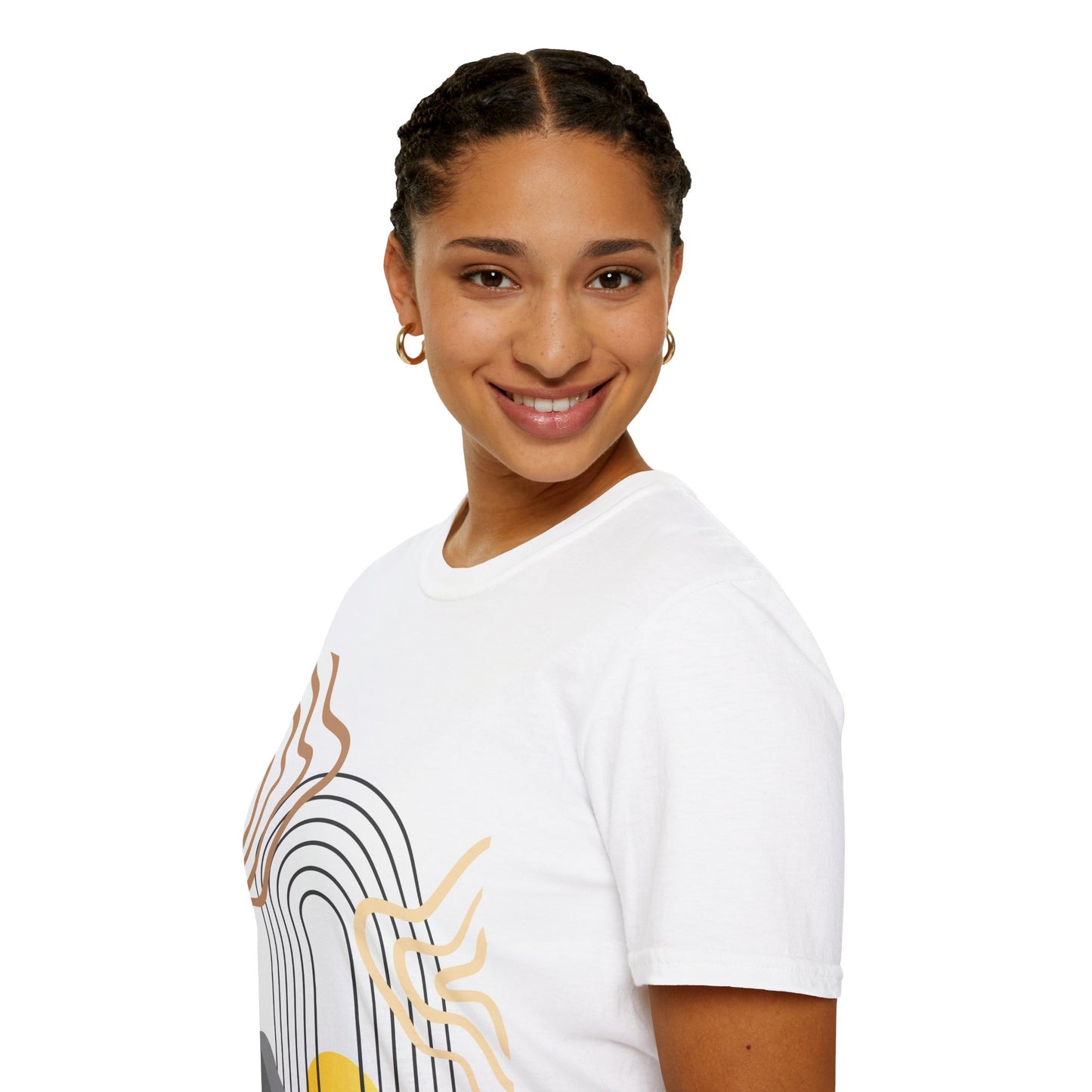 Boho Sunrise T-Shirt, Abstract Sun Graphic Tee, Aesthetic Nature Shirt, Minimal Earth Tone Top, Spiritual Bohemian Style Apparel