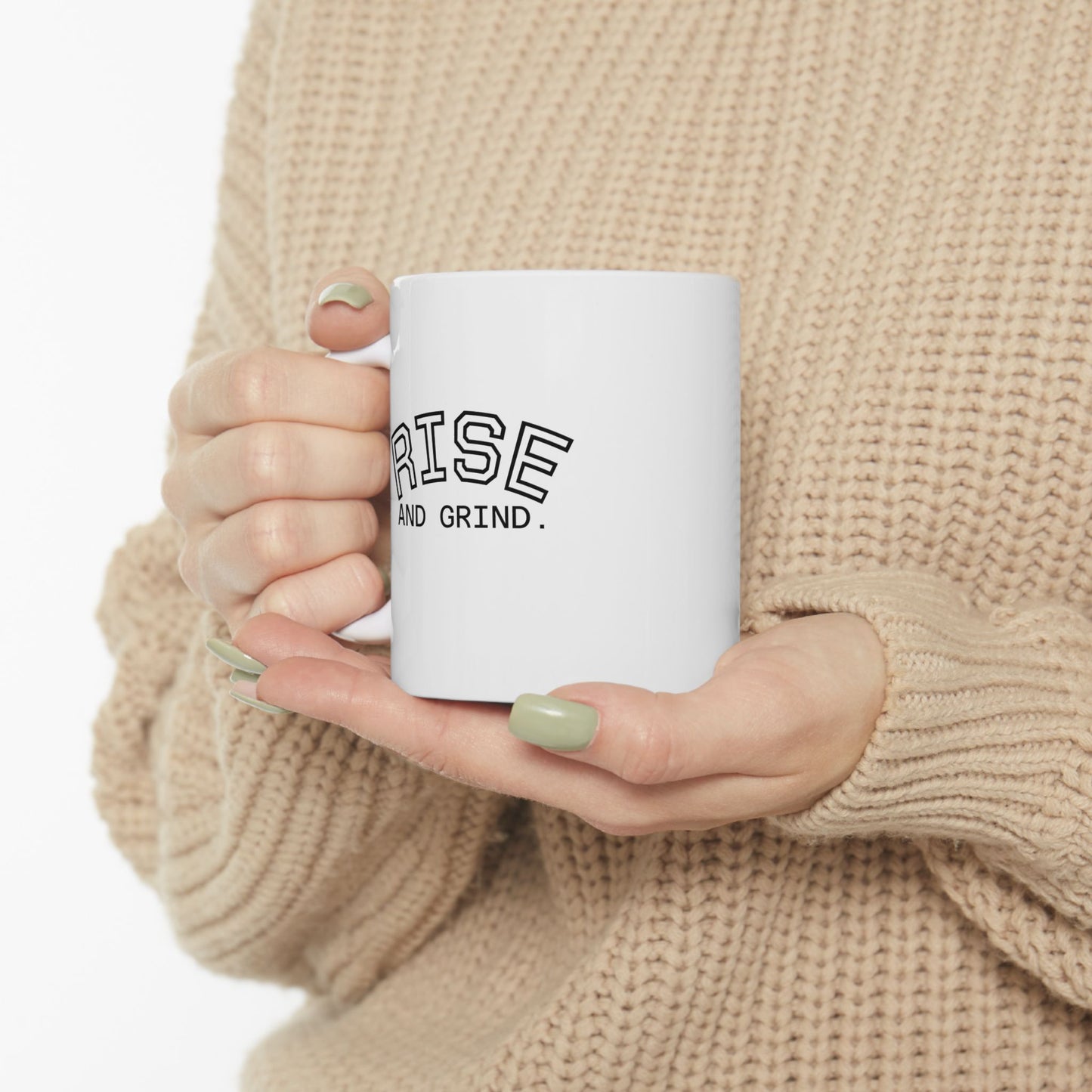 Rise and Grind Coffee Mug, Motivational Morning Quote Mug, Caffeine Lover Gift, Hustle Cup,Inspirational Mug for Work or Home