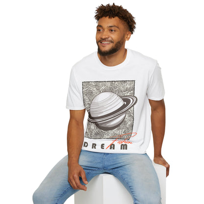 Dreamy Saturn Aesthetic Shirt – Space-Inspired Fashion Tee – Galaxy Text Design – Celestial Style T-shirt – Cosmic Trendy Top