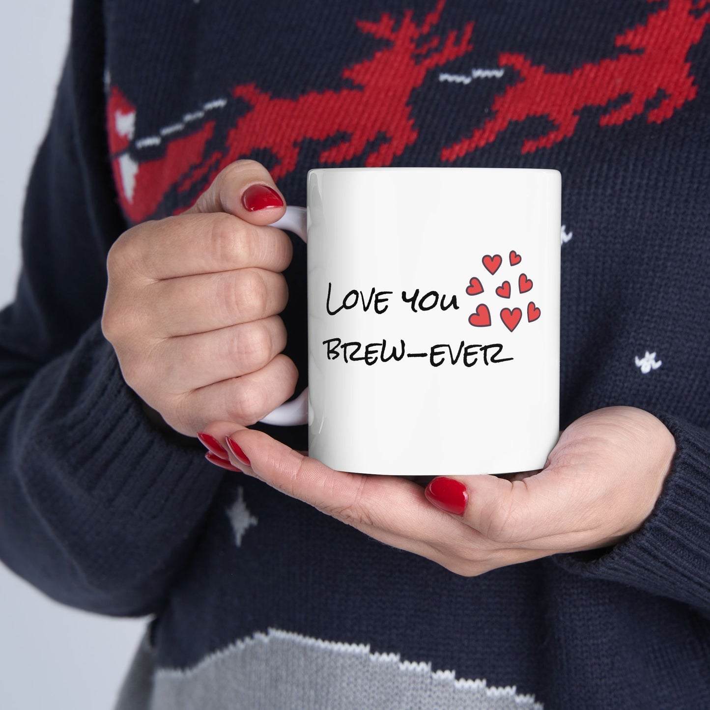 Love You Brew-ever Coffee Mug, Funny Couple Gift, Cute Coffee Lover Mug, Anniversary Gift for Him Her, Punny Ceramic Tea Cup