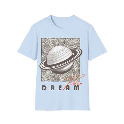 Dreamy Saturn Aesthetic Shirt – Space-Inspired Fashion Tee – Galaxy Text Design – Celestial Style T-shirt – Cosmic Trendy Top