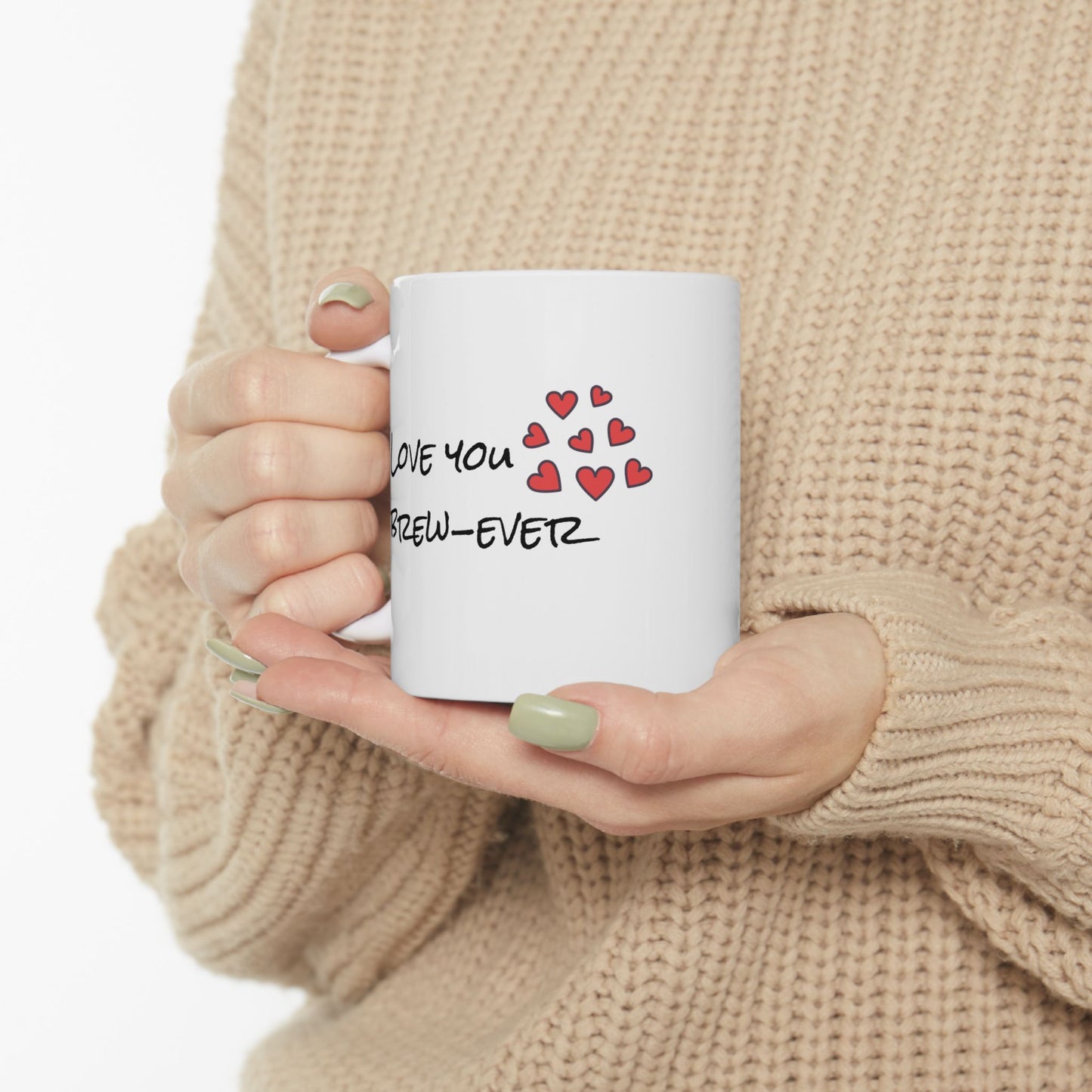 Love You Brew-ever Coffee Mug, Funny Couple Gift, Cute Coffee Lover Mug, Anniversary Gift for Him Her, Punny Ceramic Tea Cup