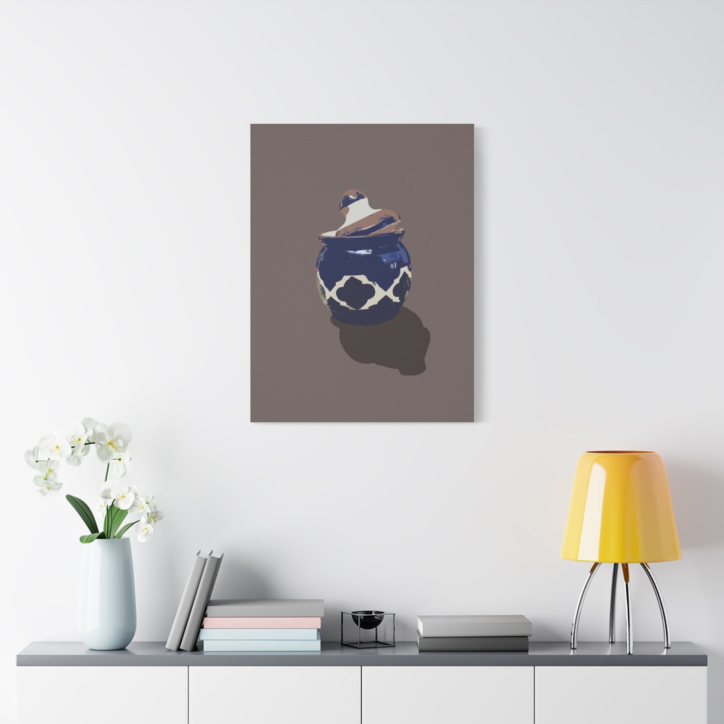 Rustic Salt Pot Digital Art, Kitchen Wall Decor, Country Cooking Print, Minimal Clay Jar Painting, Pantry Printable, Farmhouse Style Art