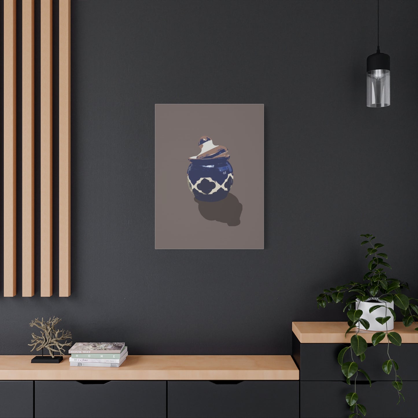 Rustic Salt Pot Digital Art, Kitchen Wall Decor, Country Cooking Print, Minimal Clay Jar Painting, Pantry Printable, Farmhouse Style Art