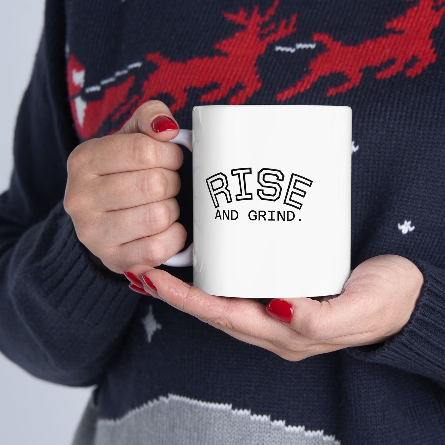 Rise and Grind Coffee Mug, Motivational Morning Quote Mug, Caffeine Lover Gift, Hustle Cup,Inspirational Mug for Work or Home