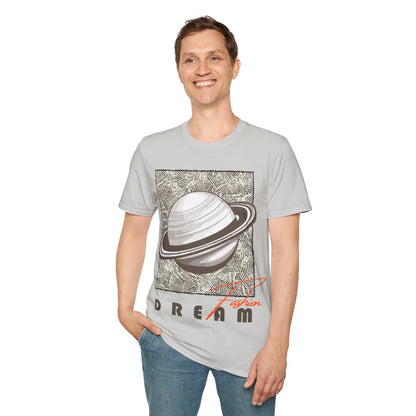Dreamy Saturn Aesthetic Shirt – Space-Inspired Fashion Tee – Galaxy Text Design – Celestial Style T-shirt – Cosmic Trendy Top